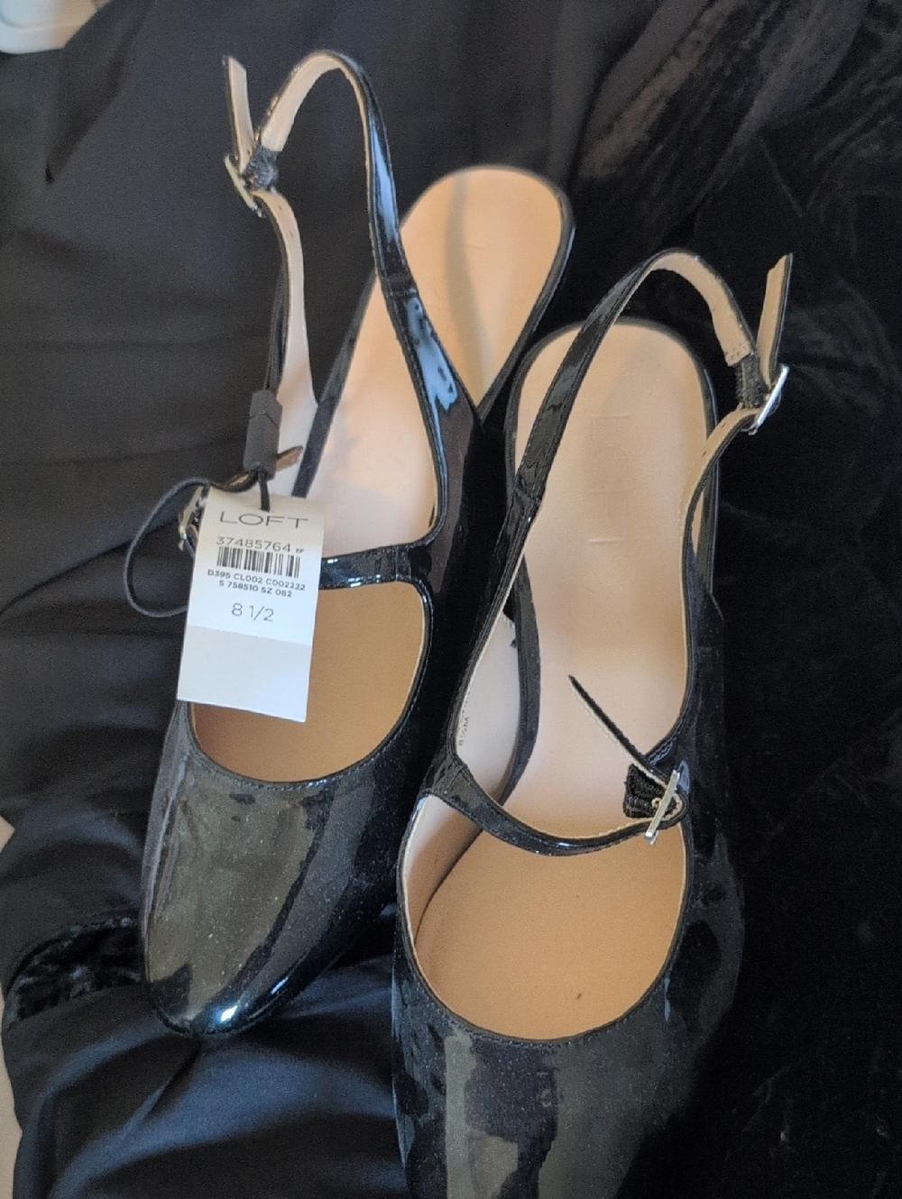 LOFT Black Patent Slingback Heels